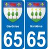 65 Gardères autocollant sticker plaque immatriculation auto ville