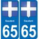 65 Gaudent sticker plate registration city