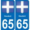 65 Gaudent autocollant sticker plaque immatriculation auto ville