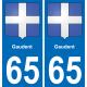 65 Gaudent autocollant sticker plaque immatriculation auto ville