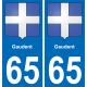 65 Gaudent autocollant sticker plaque immatriculation auto ville