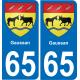 65 Pau autocollant sticker plaque immatriculation auto ville