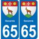 65 Gavarnie placa etiqueta de registro de la ciudad