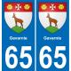 65 Gavarnie placa etiqueta de registro de la ciudad