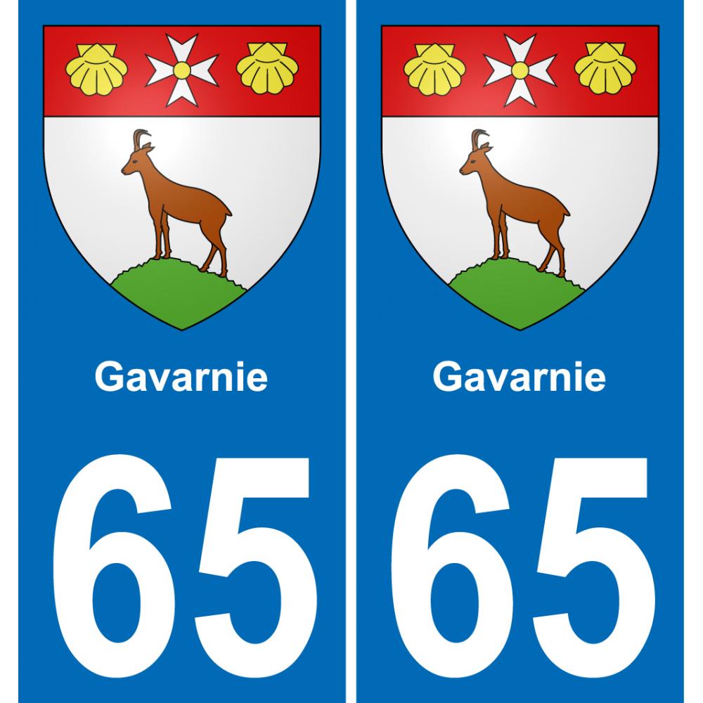65 Gavarnie autocollant sticker plaque immatriculation auto ville