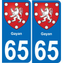 65 Pau autocollant sticker plaque immatriculation auto ville
