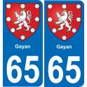 65 Pau autocollant sticker plaque immatriculation auto ville