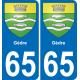 65 Gèdre sticker plate registration city