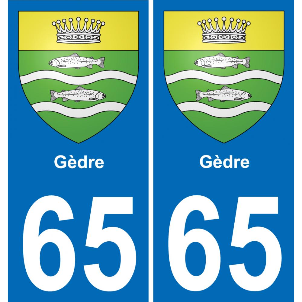 65 Gèdre sticker plate registration city