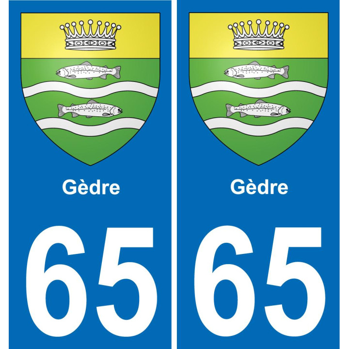 65 Gèdre autocollant sticker plaque immatriculation auto ville
