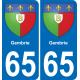 65 Gembrie autocollant sticker plaque immatriculation auto ville