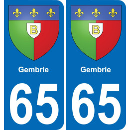 65 Gembrie sticker plate registration city