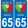 65 Gembrie autocollant sticker plaque immatriculation auto ville
