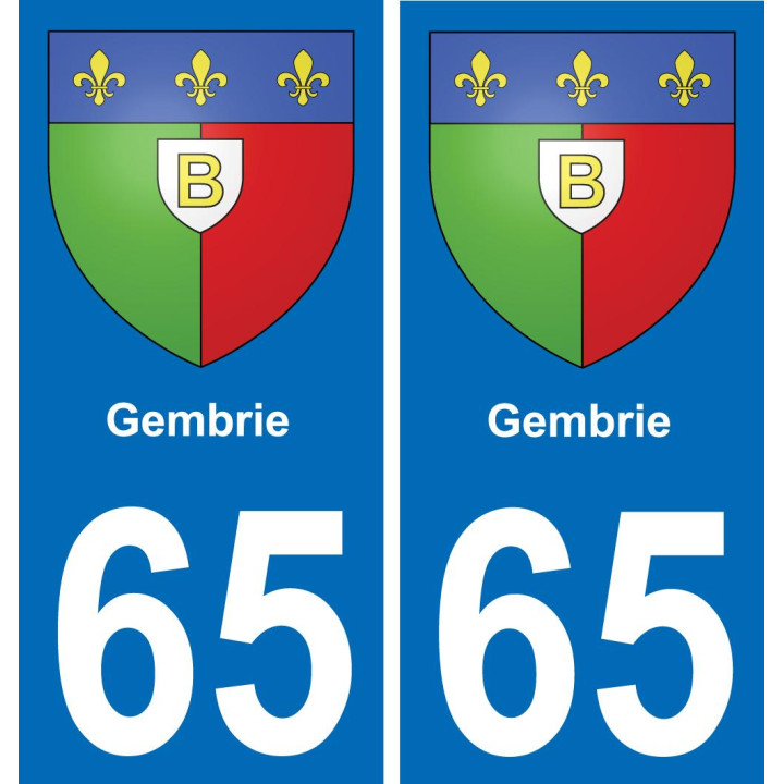 65 Gembrie placa etiqueta de registro de la ciudad