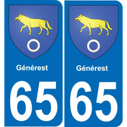 65 Générest sticker plate registration city