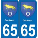 65 Pau autocollant sticker plaque immatriculation auto ville