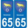 65 Générest autocollant sticker plaque immatriculation auto ville