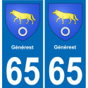 65 Générest autocollant sticker plaque immatriculation auto ville