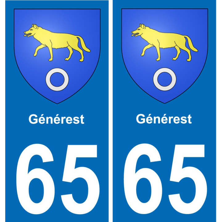 65 Générest sticker plate registration city