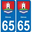 65 Pau autocollant sticker plaque immatriculation auto ville