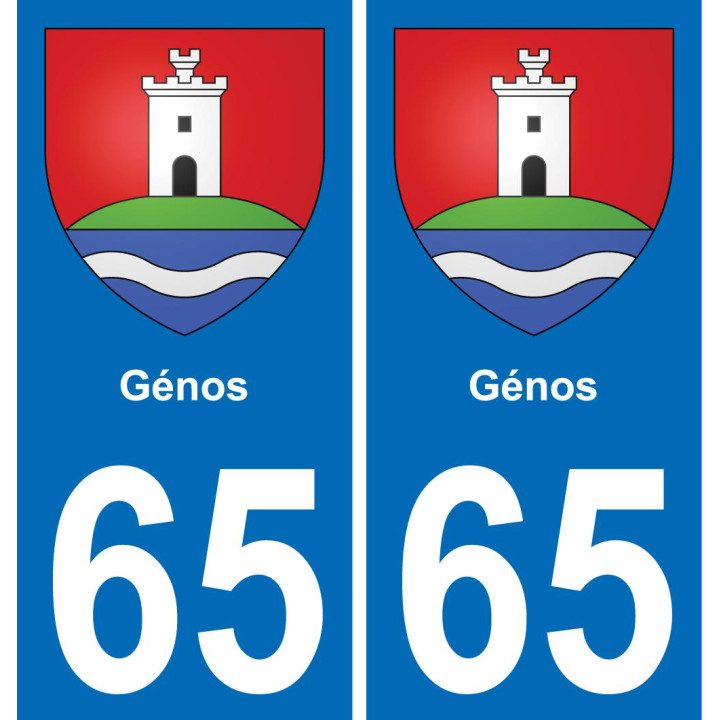 65 Génos autocollant sticker plaque immatriculation auto ville