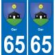 65 Pau autocollant sticker plaque immatriculation auto ville