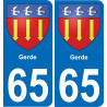 65 Gerde sticker plate registration city
