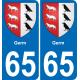 65 Germ autocollant sticker plaque immatriculation auto ville