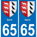65 Germ placa etiqueta de registro de la ciudad