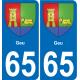 65 Geu autocollant sticker plaque immatriculation auto ville