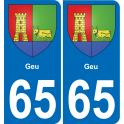 65 Pau autocollant sticker plaque immatriculation auto ville