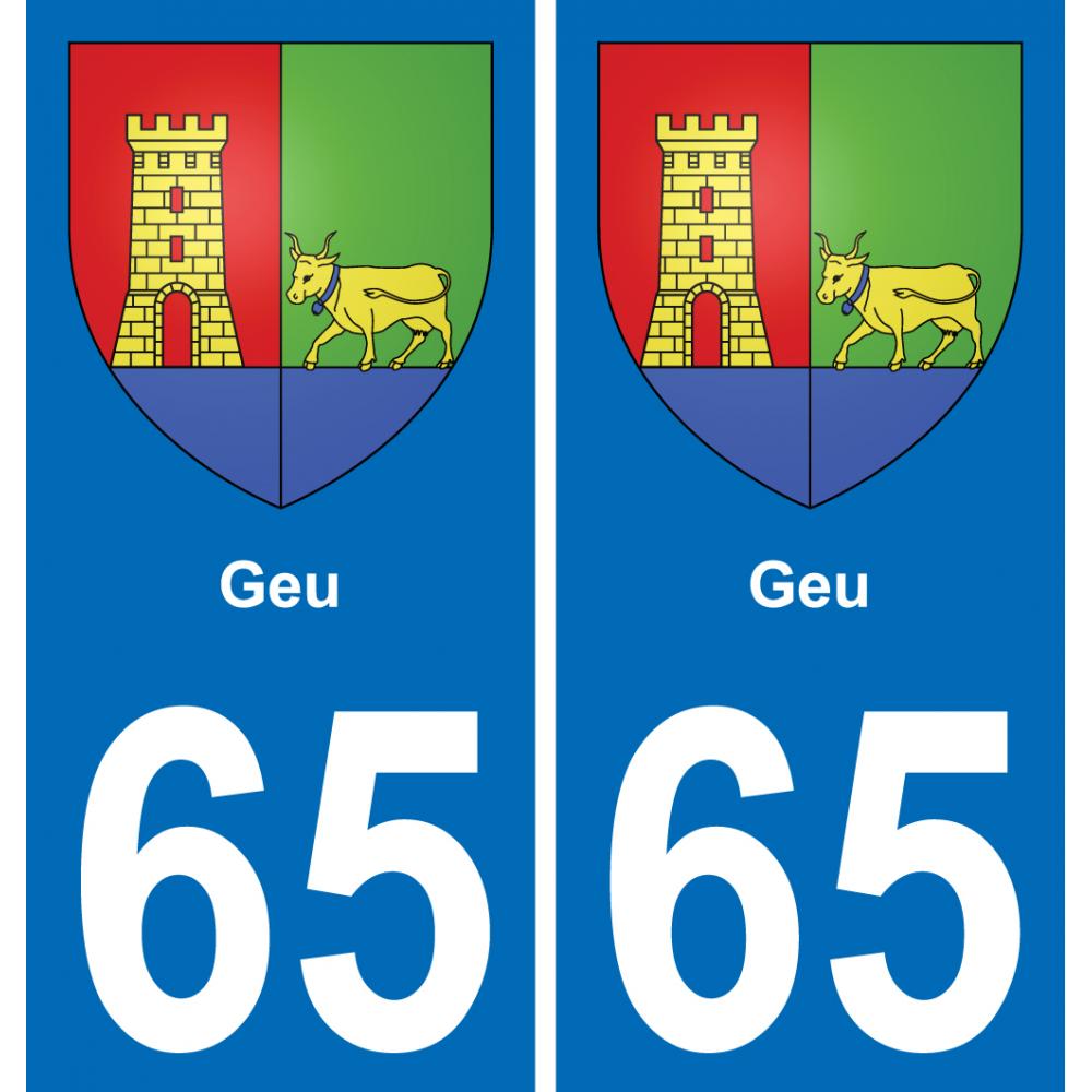 65 Geu autocollant sticker plaque immatriculation auto ville