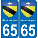 65 Gez-ez-Angles autocollant sticker plaque immatriculation auto ville