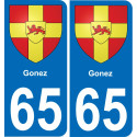65 Gonez placa etiqueta de registro de la ciudad