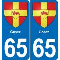 65 Gonez autocollant sticker plaque immatriculation auto ville
