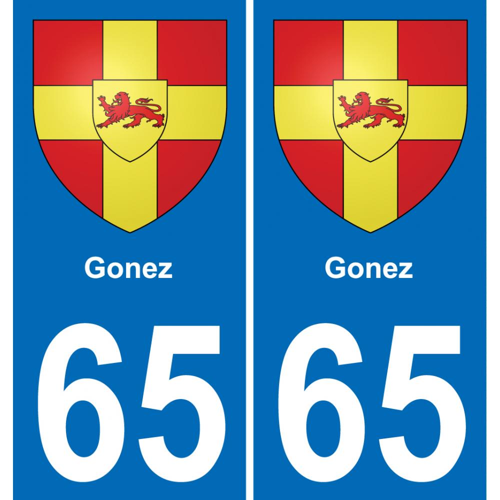 65 Gonez autocollant sticker plaque immatriculation auto ville