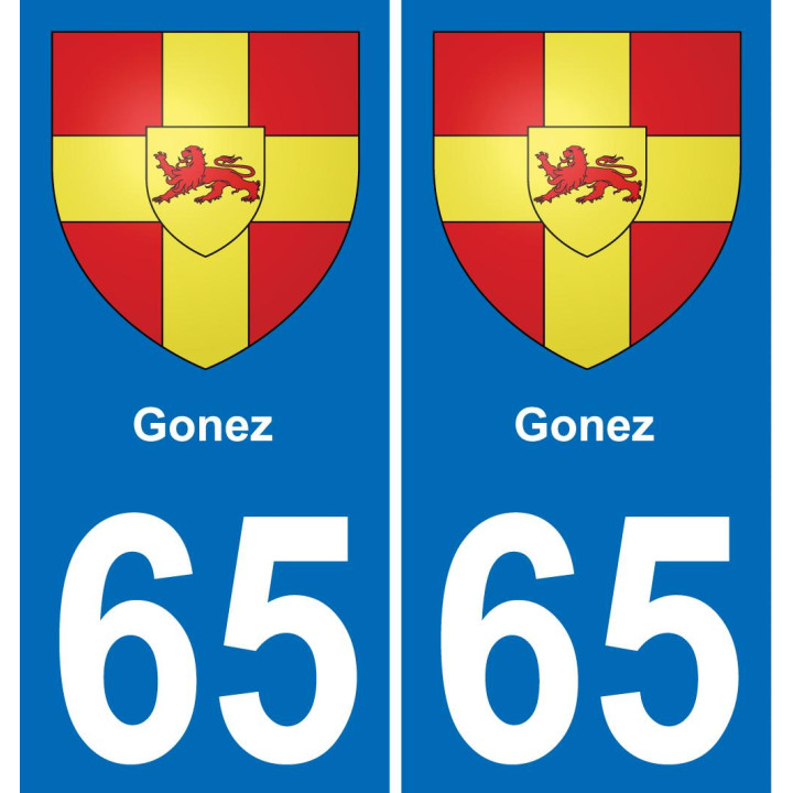65 Gonez autocollant sticker plaque immatriculation auto ville