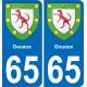 65 Pau autocollant sticker plaque immatriculation auto ville