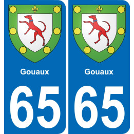 65 Gouaux autocollant sticker plaque immatriculation auto ville