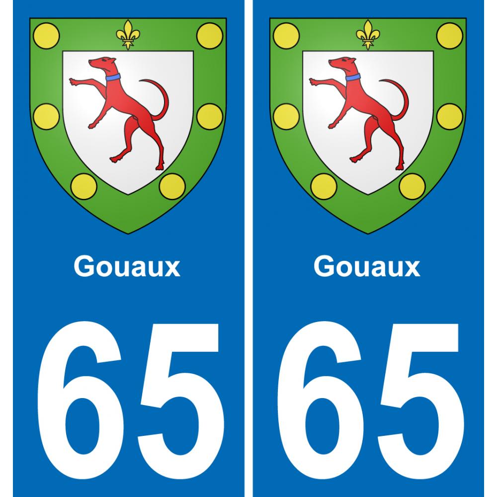 65 Gouaux placa etiqueta de registro de la ciudad