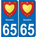 65 Goudon autocollant sticker plaque immatriculation auto ville