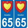 65 Goudon autocollant sticker plaque immatriculation auto ville