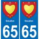 65 Goudon sticker plate registration city