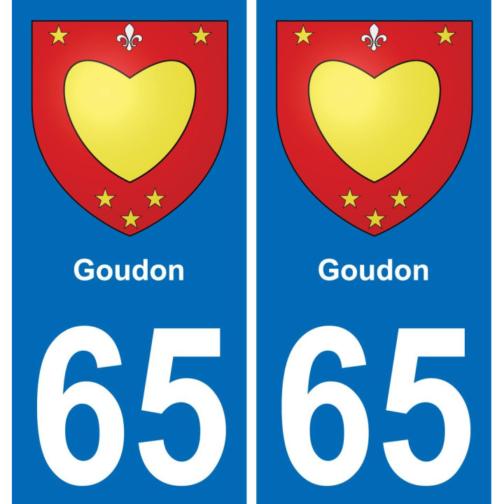 65 Goudon autocollant sticker plaque immatriculation auto ville
