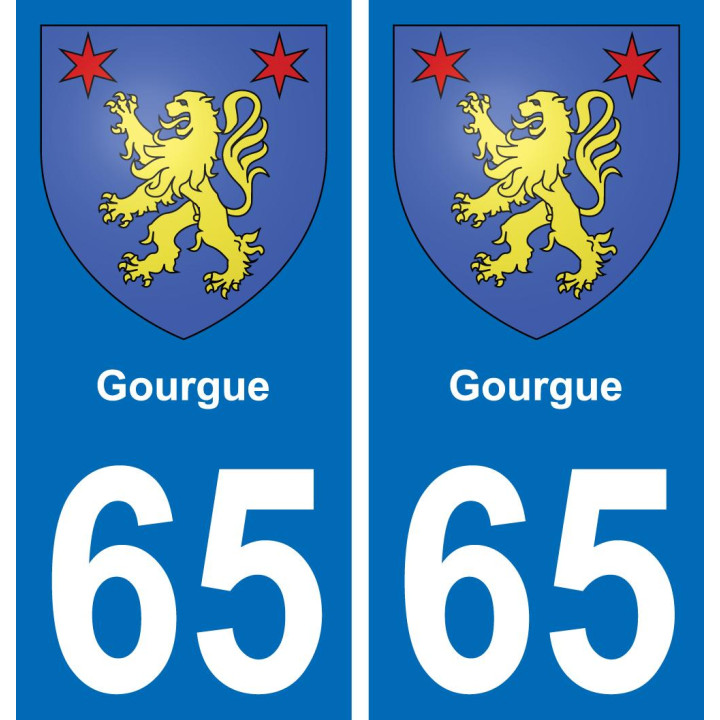 65 Gourgue autocollant sticker plaque immatriculation auto ville