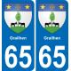 65 Grailhen autocollant sticker plaque immatriculation auto ville