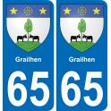 65 Pau autocollant sticker plaque immatriculation auto ville