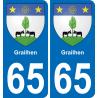 65 Pau autocollant sticker plaque immatriculation auto ville