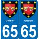 65 Grézian autocollant sticker plaque immatriculation auto ville