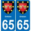 65 Pau autocollant sticker plaque immatriculation auto ville